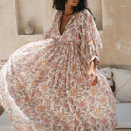 Women's floral print maxi dress, lightweight fabric, perfect for summer events