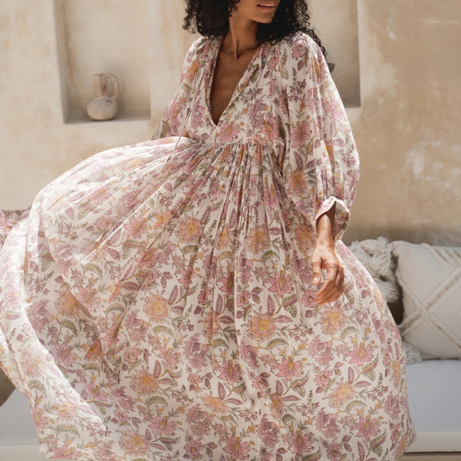 Women's floral print maxi dress, lightweight fabric, perfect for summer events