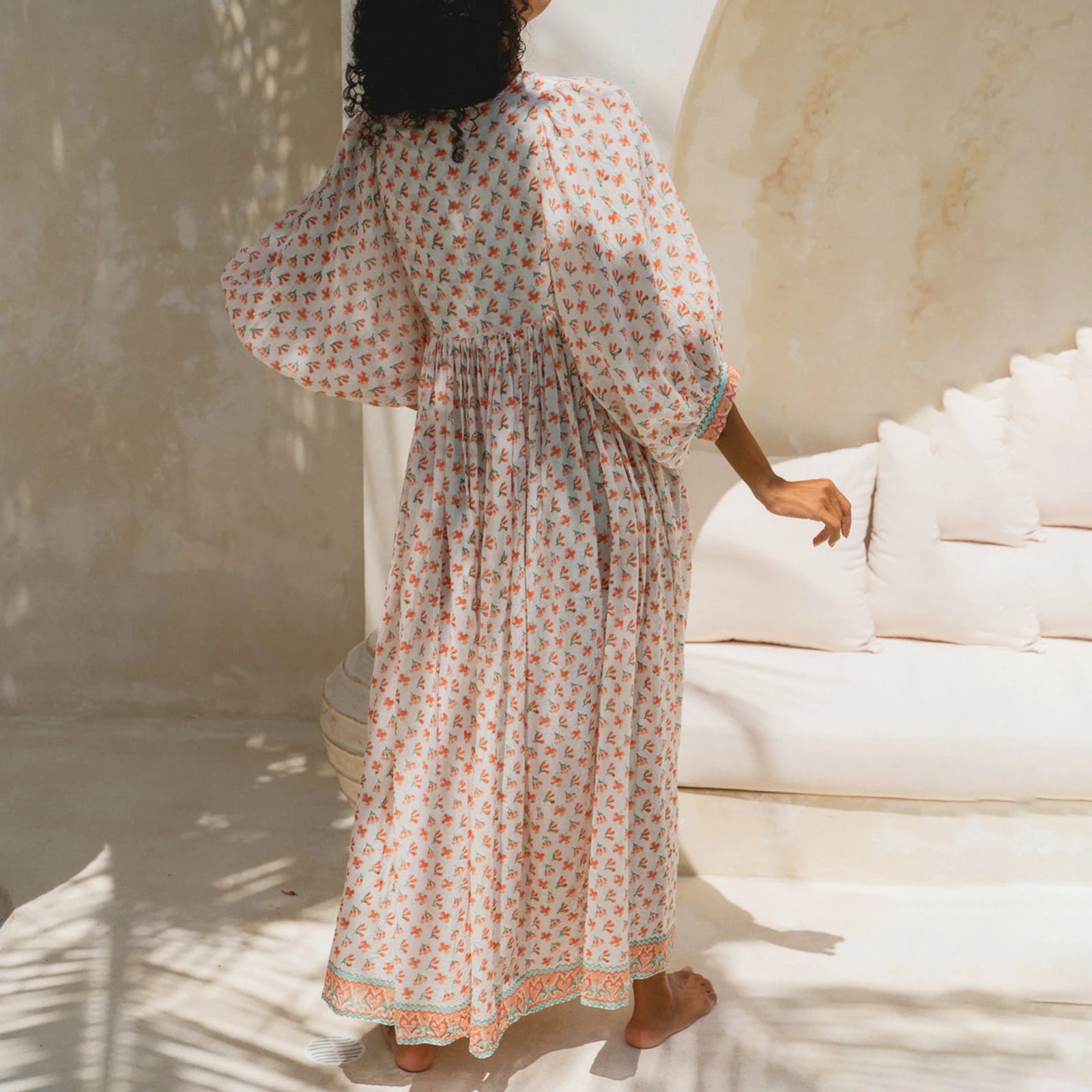 women's floral printed maxi dress, lightweight for beach vacations