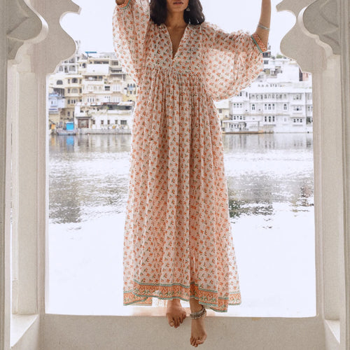 Women's floral maxi dress, lightweight fabric, perfect for summer outings