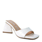 White block heel vacation sandals with a stylish design for chic summer outings