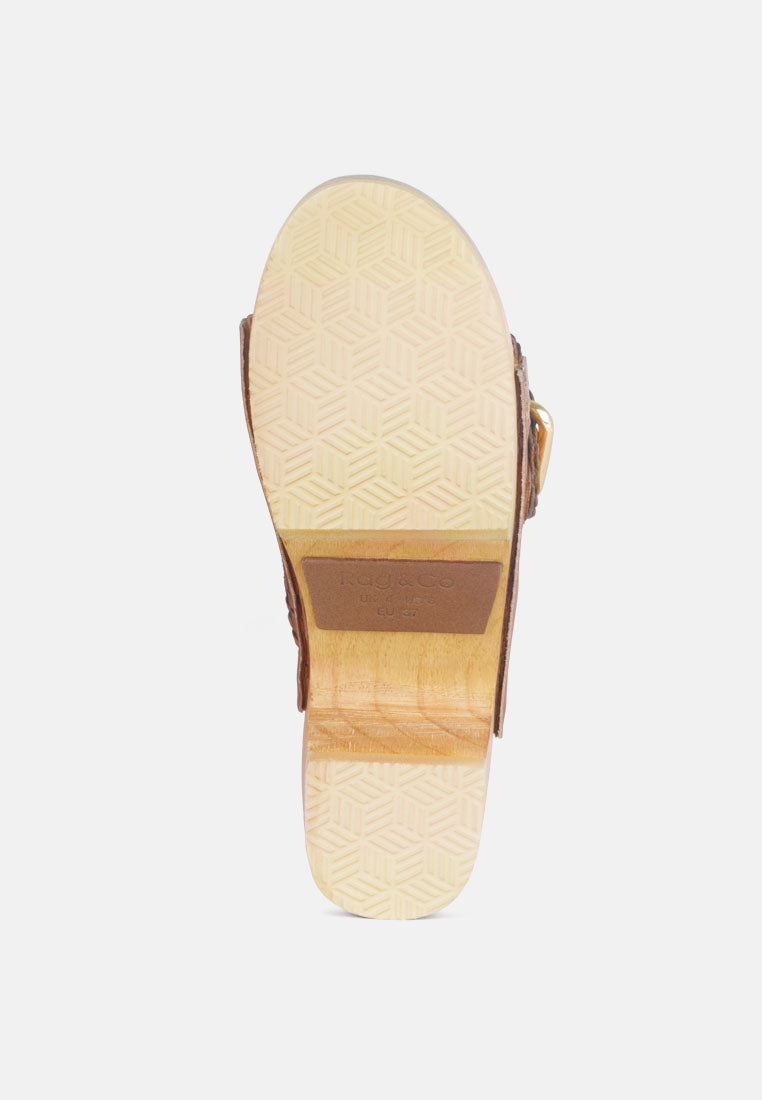 Underside view of London Rag International braided leather slide clogs with textured sole for comfort
