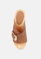 London Rag International braided leather slide clogs with a stylish woven design and a gold buckle