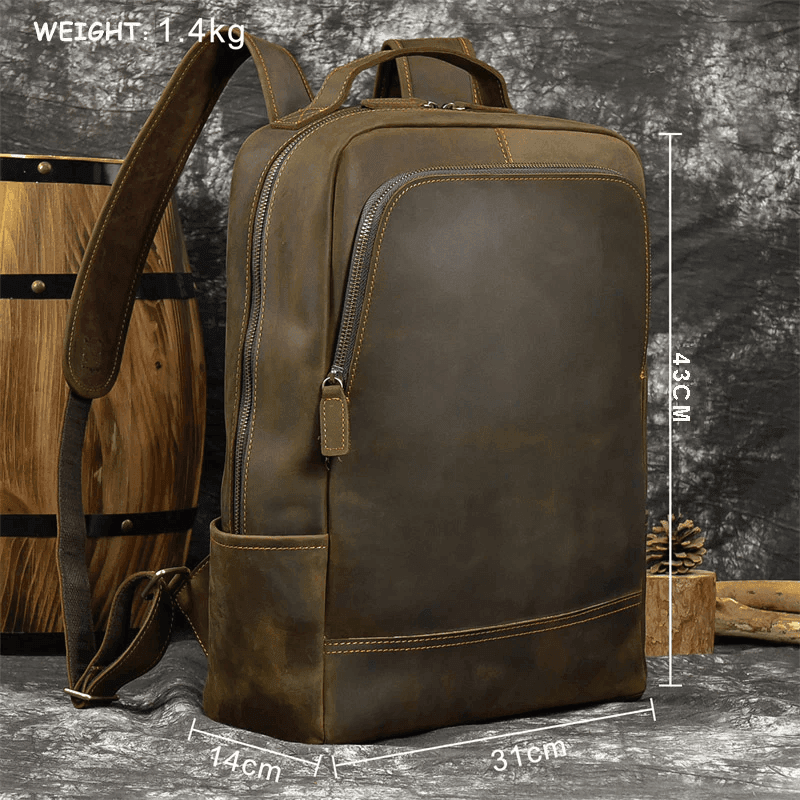 Brown leather overnight bag from VacationGrabs with adjustable straps and spacious design