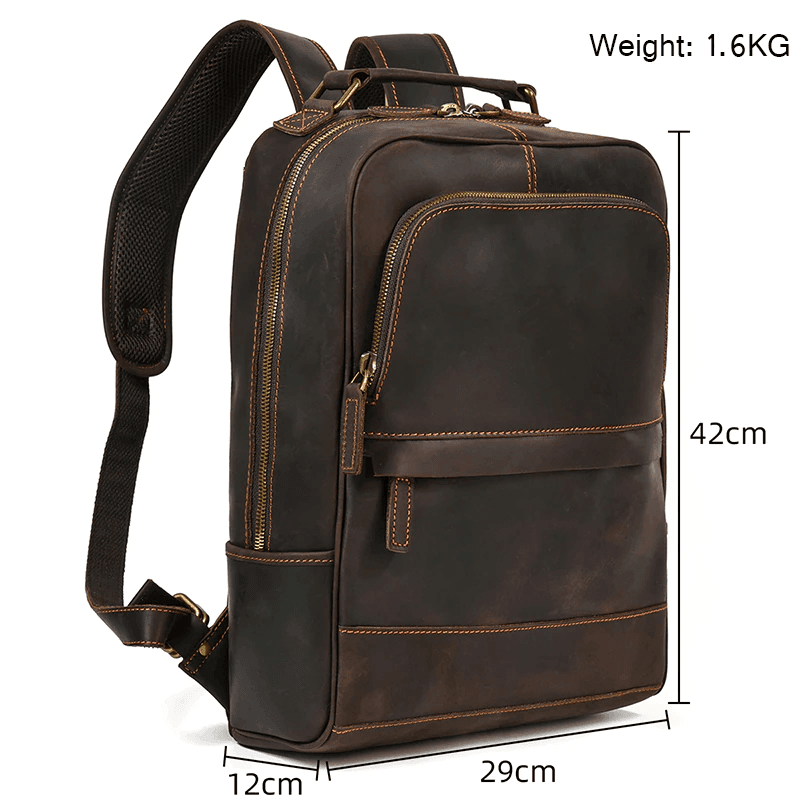 Brown leather overnight bag with durable design and adjustable straps for travel convenience