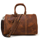 VacationGrabs Brown Leather Duffel Bag as stylish carryon luggage bags for travel with adjustable strap