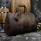 VacationGrabs leather duffel bag, stylish carryon luggage bags for travel with spacious interior