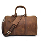 Brown leather VacationGrabs duffel bag, perfect as carryon luggage bags for travel