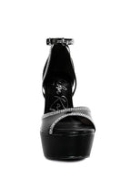 Black Cinderella embellished stiletto sandals for elegant occasions