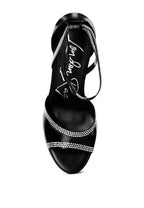 Cinderella embellished stiletto sandals in black for elegant occasions