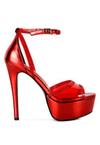 Cinderella embellished stiletto sandals in red for elegant evening wear