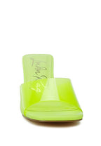 Women's clear strap slip on heels in vibrant neon yellow for stylish occasions