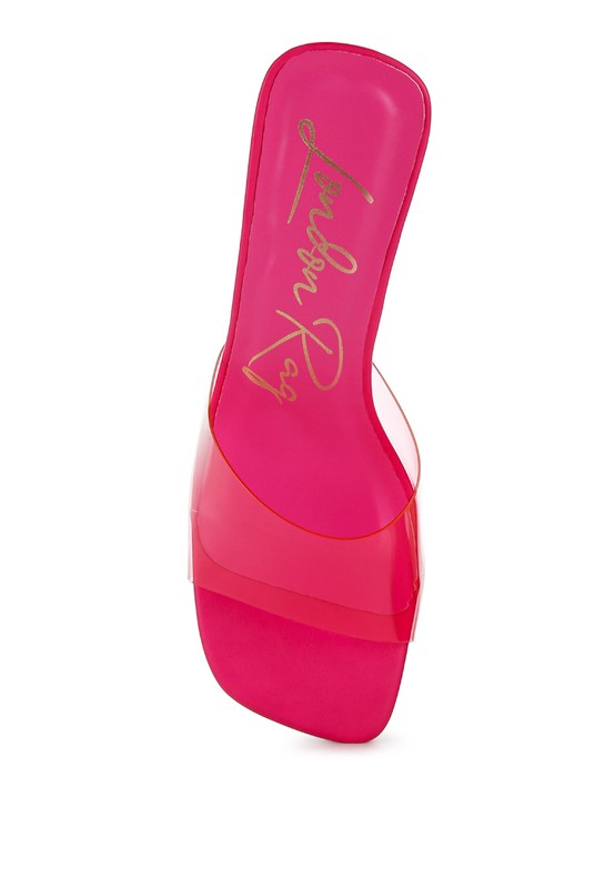 Women's pink clear strap slip on heels for stylish summer outfits