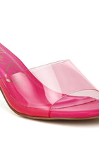 Women's clear strap slip on heels in vibrant pink for stylish outfits