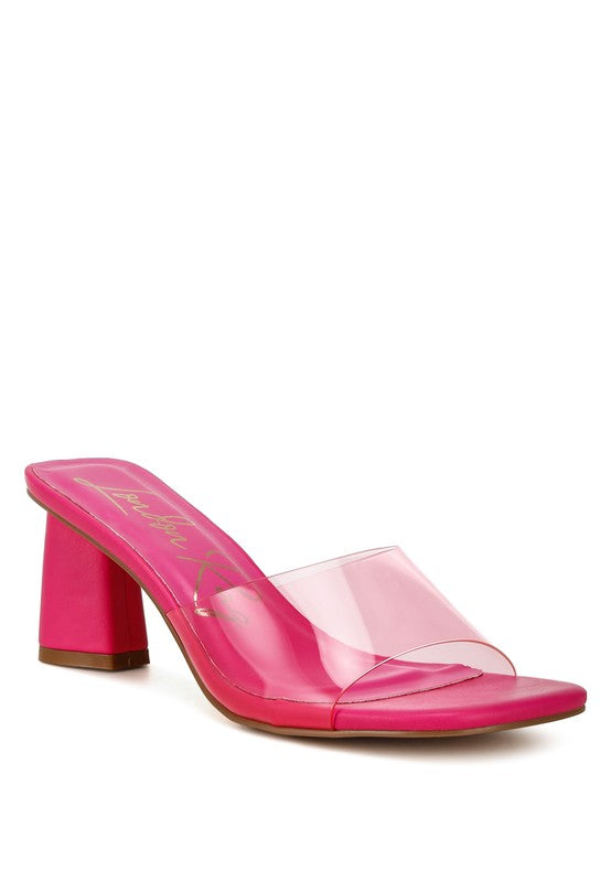 Women's pink clear strap slip on heels for stylish summer outings