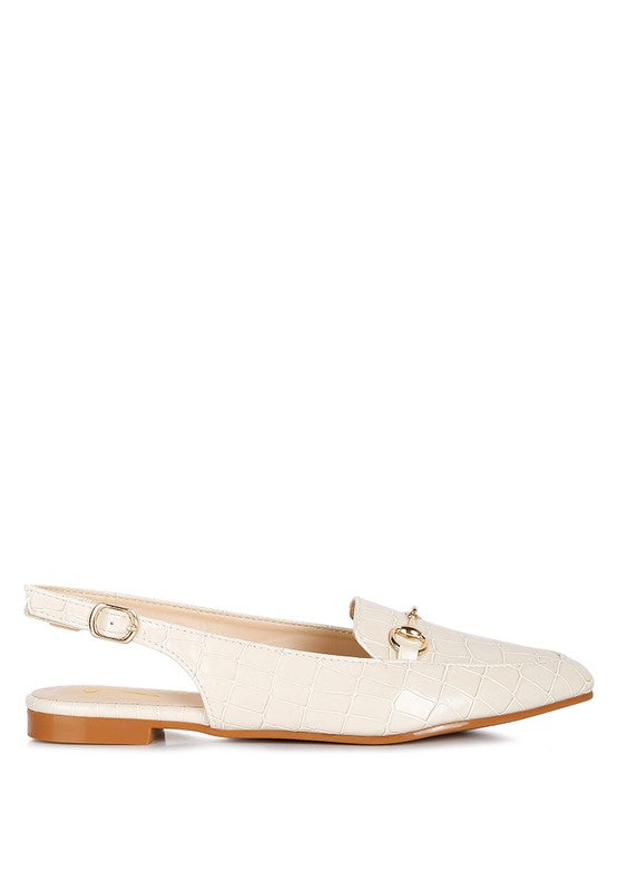 Rag Company Croc Slingback Flat Sandals in Cream with Elegant Design and Comfortable Fit