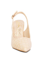 Women's croctexture sling back heels in beige for stylish occasions