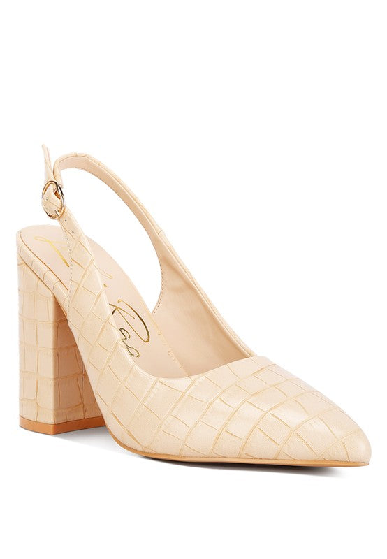 Women's croctexture sling back heels in beige for stylish occasions