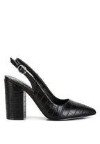 Women's black croctexture sling back heels for stylish occasions