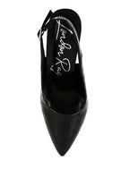 Women's black croctexture sling back heels for stylish occasions