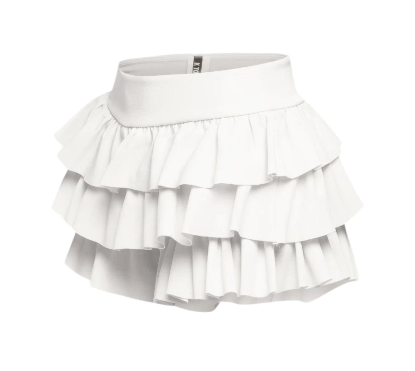 White curvy fashion ruffle shorts with layered design for a stylish summer look
