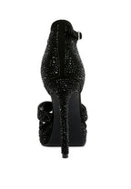 Women's black diamante high heel dress sandals, perfect for evening wear