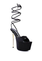 Rag Company dramatic lace-up high heels in black with stylish platform and stiletto heel