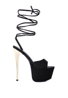 Rag Company dramatic lace-up high heels with a stylish black finish and high platform design