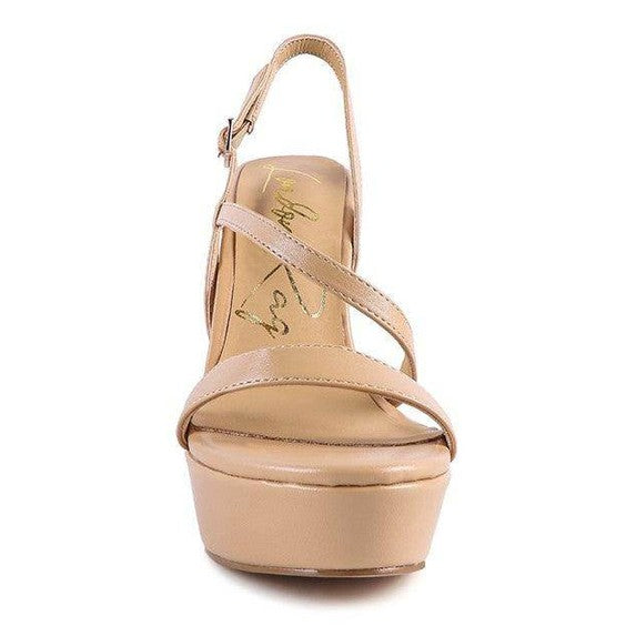 Rag Company elegant high heeled sandals in nude with stylish strap design and platform sole