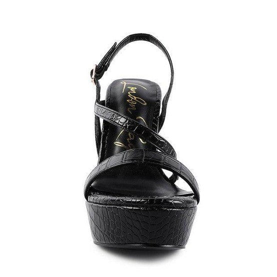 Black Rag Company elegant high heeled sandals with a stylish slingback design and platform sole