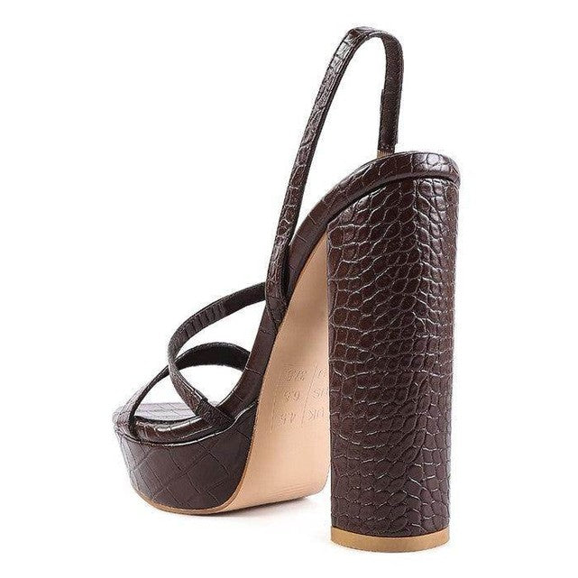 Rag Company elegant high heeled sandals in brown with a stylish platform and sleek straps