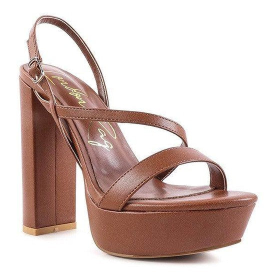 Rag Company elegant high heeled sandals in brown with a stylish platform and strap design