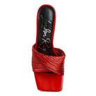 Rag Company Elegant Vacation Footwear Red Heels with Decorative Wrapped Design and Open-Toe Style