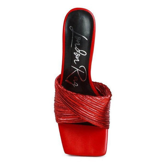 Rag Company Elegant Vacation Footwear Red Heels with Decorative Wrapped Design and Open-Toe Style