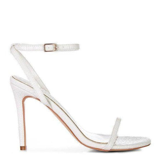 Rag Company elegant vacation sandals in white with thin straps and high heels for stylish summer outings