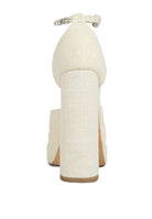 Rag Company embellished ankle strap heels in beige for elegant occasions