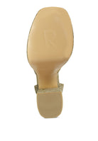 Rag Company embellished ankle strap heels in gold for stylish wear