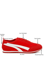Women's red faux leather lace-up sneakers for casual wear
