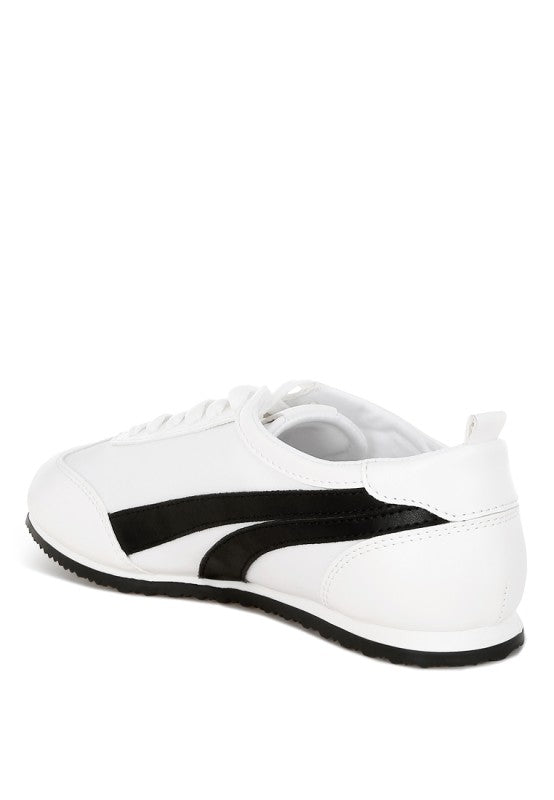 Rag Company women's faux leather lace-up sneakers in white and black