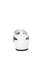 Women's white faux leather lace-up sneakers, stylish for casual wear