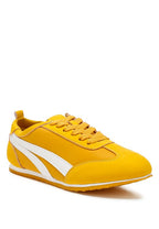 Women's yellow faux leather lace-up sneakers for casual wear