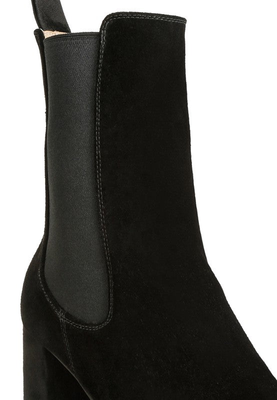 Rag Company Gaven suede boots featuring a sleek black design and stylish ankle height