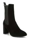 Stylish black Gaven suede boots with block heels for trendy women's footwear