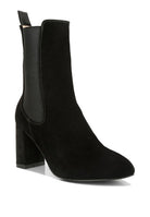 Stylish black Gaven suede boots with block heels for trendy women's footwear