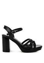 Women's black glitter strappy block sandals for stylish occasions