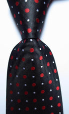 Stylish black tie with red and white polka dots from VacationGrabs for formal occasions