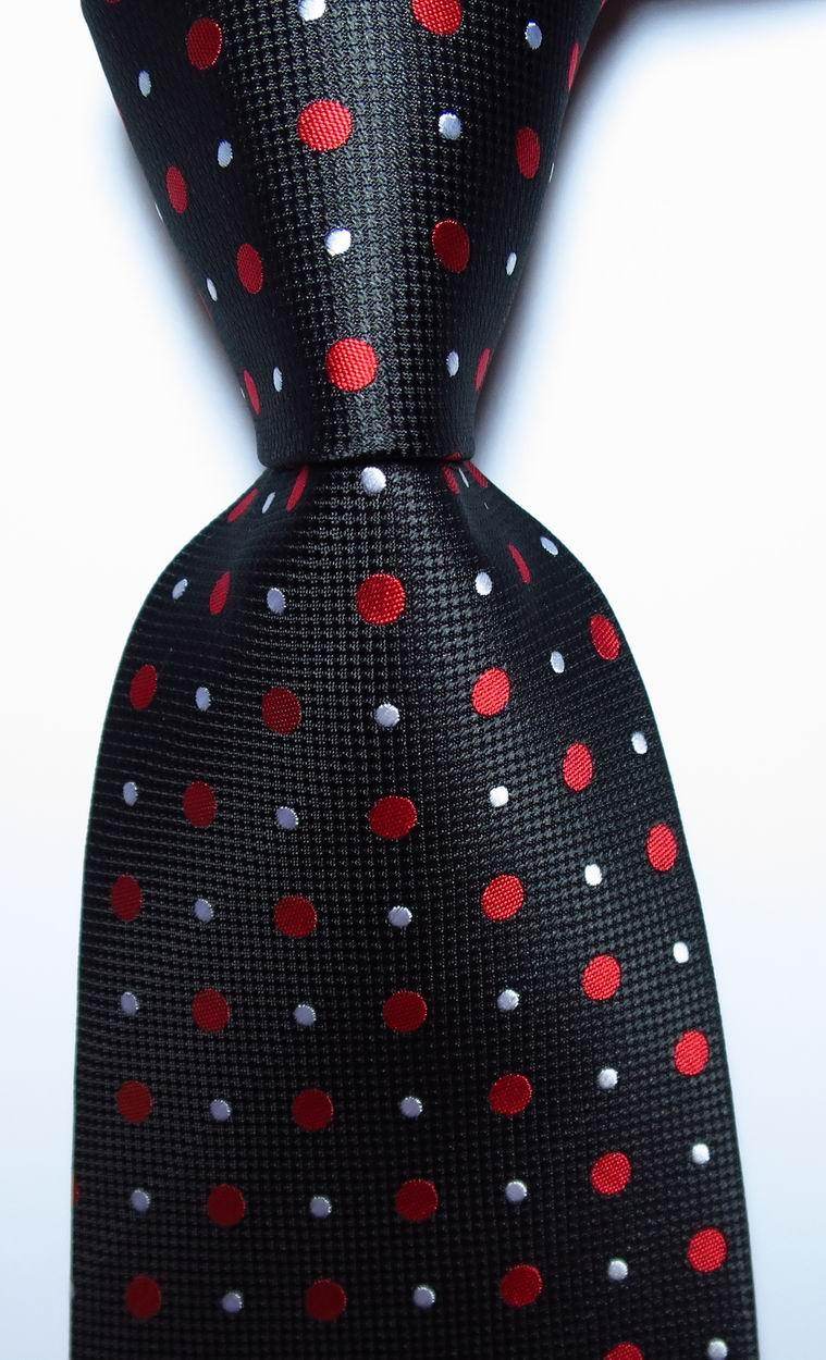 Stylish black tie with red and white polka dots from VacationGrabs for formal occasions
