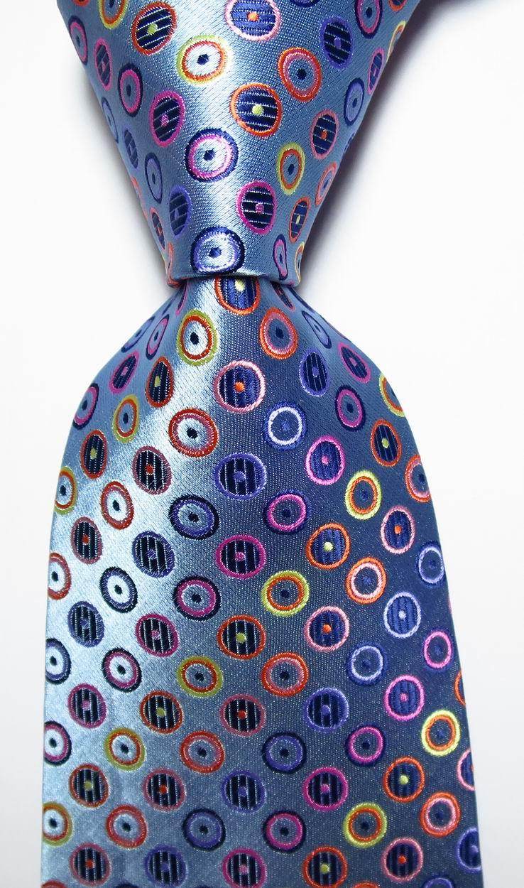 VacationGrabs gold green necktie set with vibrant multicolored circular patterns for stylish men