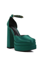Rag Company Green Martini Sandals with Thick Heel and Chic Ankle Strap in Rich Green Color