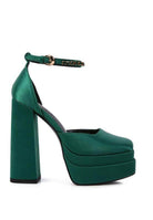 Rag Company Green Martini Sandals with a chunky heel and ankle strap for stylish elegance